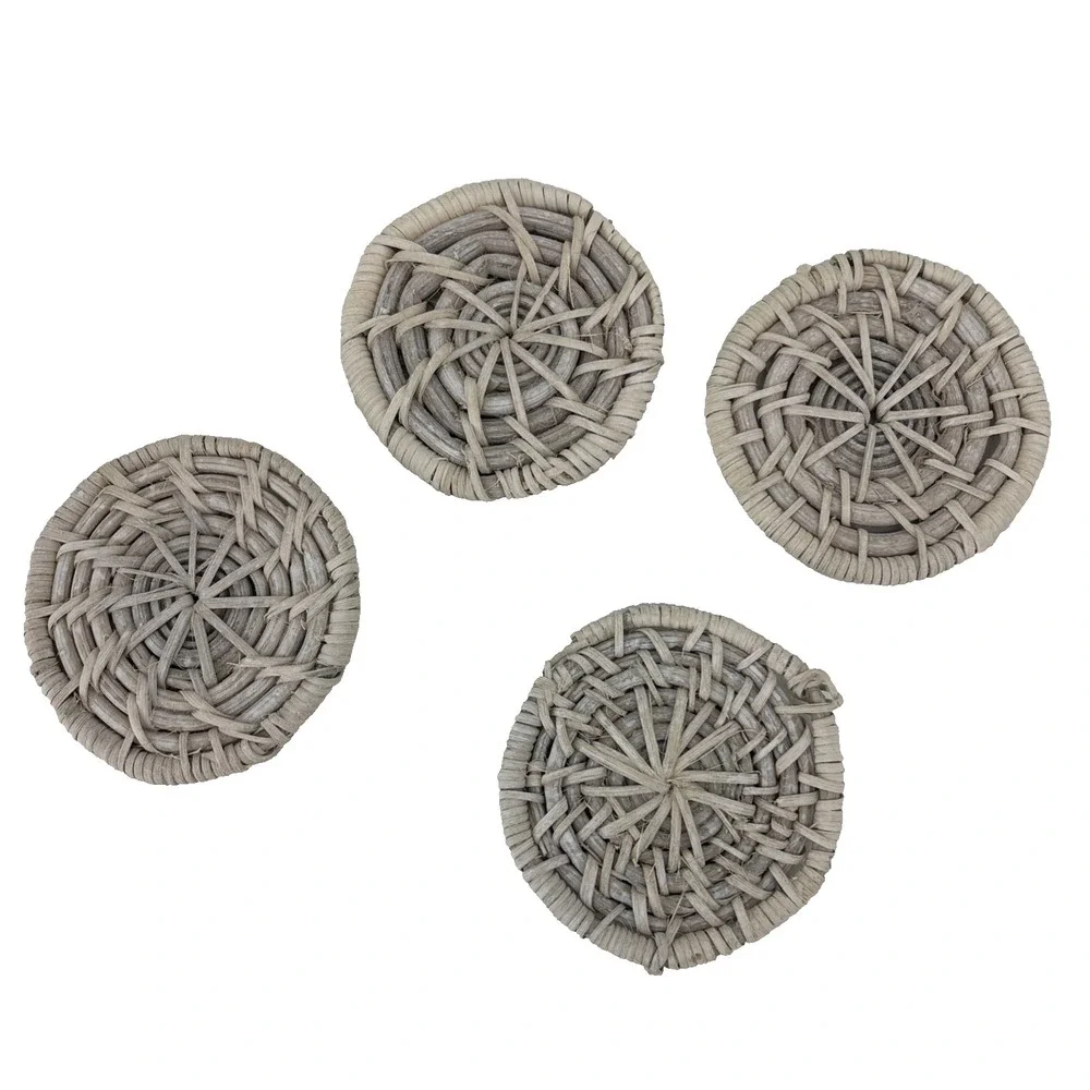Vintage Wicker Coasters Set of 4 Holder Rattan‎ Cottagecore Home Decor Cottage